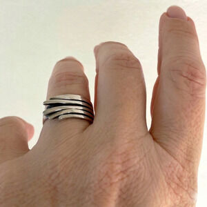 Vintage Sterling Silver Brutalist Ring Abstract Modernist Organic Sculptural